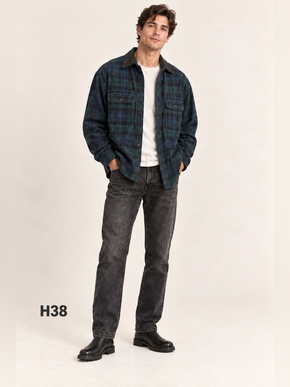 Abercrombie & Fitch Mens XS 90s Oversized Plaid Flannel Shirt Corduroy Collar